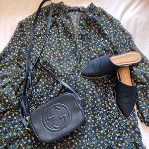 ZARA Black High Collar Long Sleeve Mini Dress -L